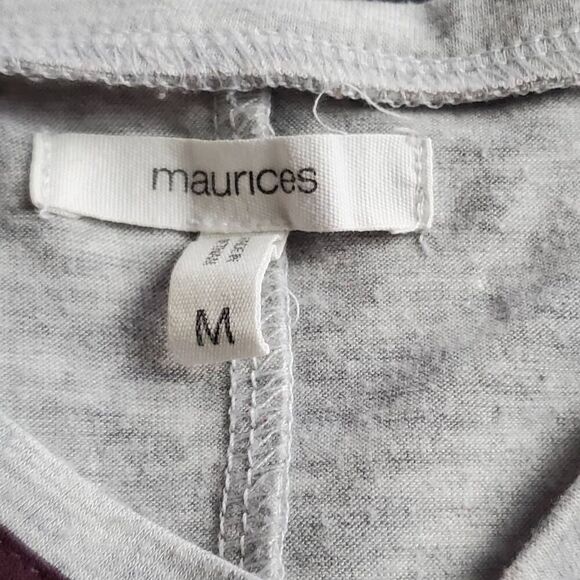 Maurices Women’s Top Size M Burgundy Mixed Print Cap Sleeve Stud Shoulder Blouse - Picture 4 of 6